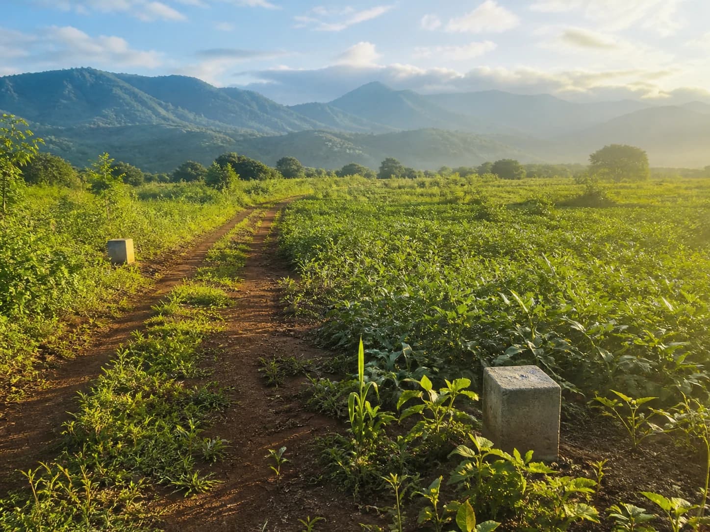 Surveyed agricultural land near the mountains in Morogoro